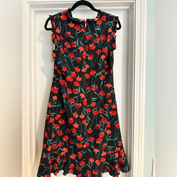 Karl Lagerfield Paris Floral Red/Black Dress- size 8 - Picture 2 of 4